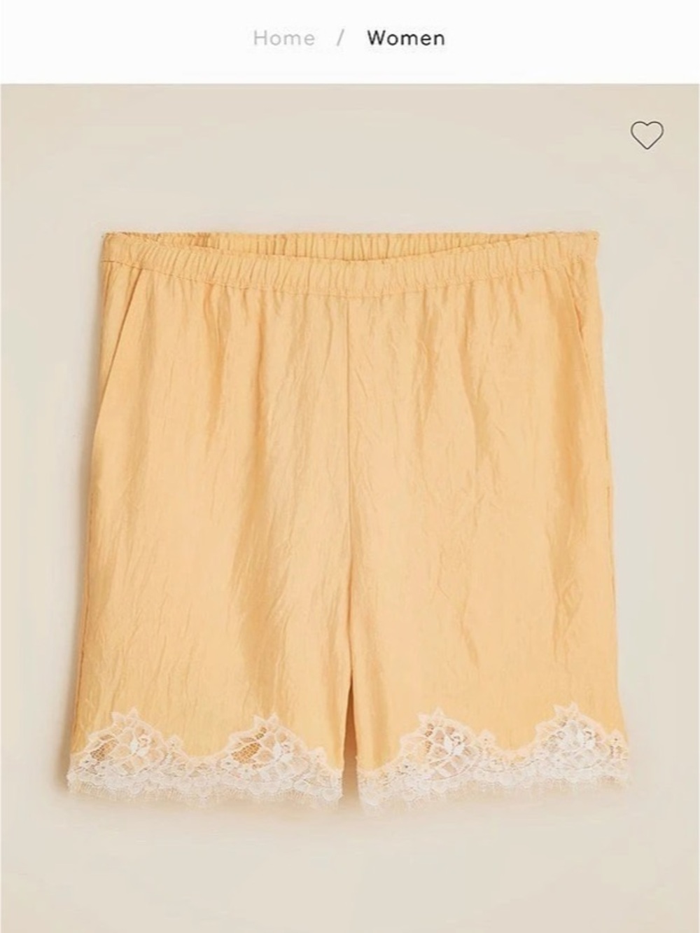 J.Crew 5" Stratus lace-trim long Bermuda short in textured satin Shorts in yello
